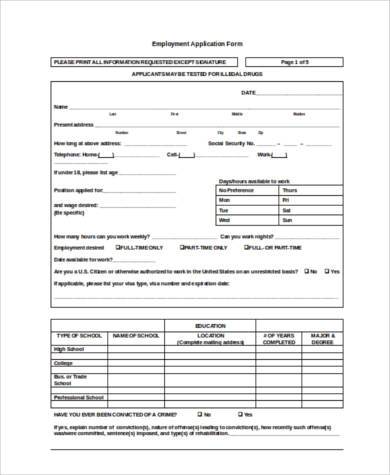 employment application in microsoft word format