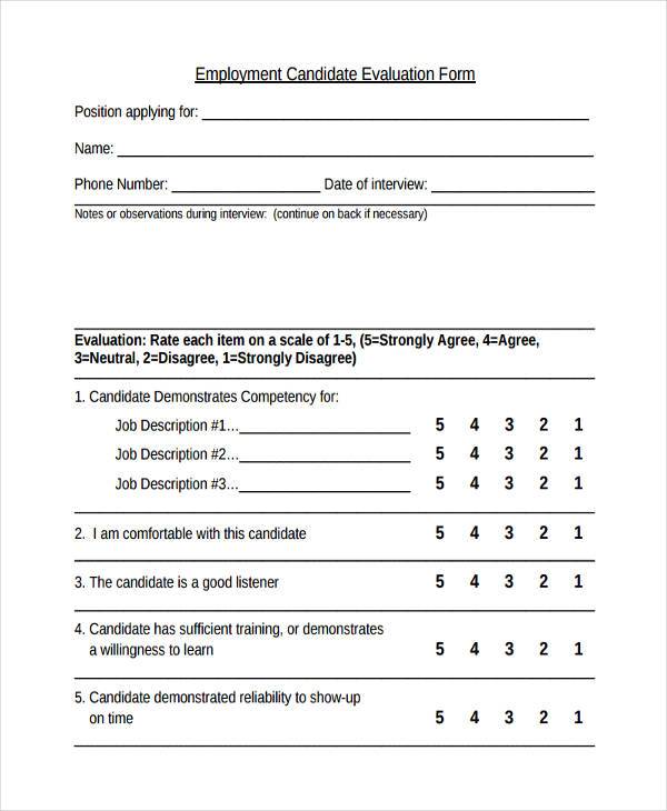 employment candidate evaluation form1