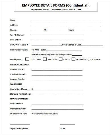 FREE 9+ Sample Employment Information Forms in PDF | MS Word