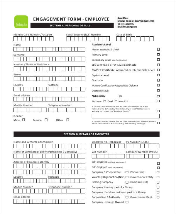 employment engagement form in pdf