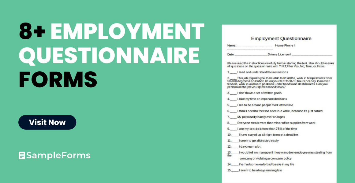 employment questionnaire form