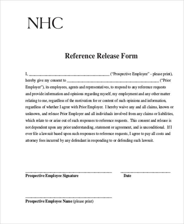 employment reference release form