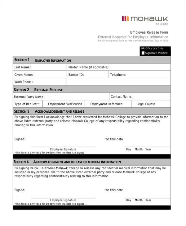 employment release form