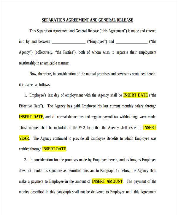 employment separation agreement form2