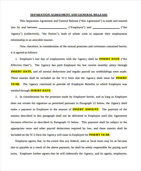 employment separation agreement form3