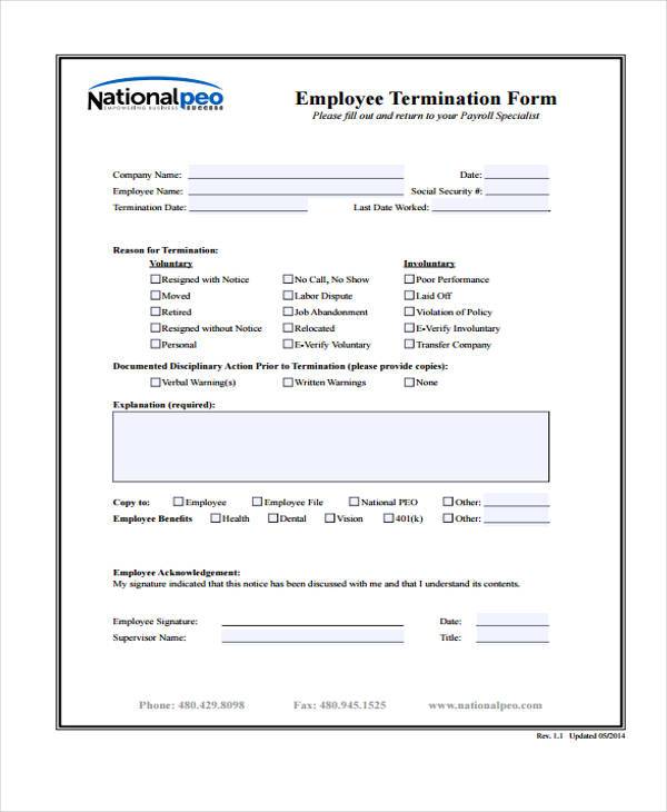 employment separation voluntary form