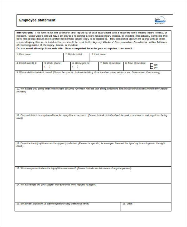 employment statement form