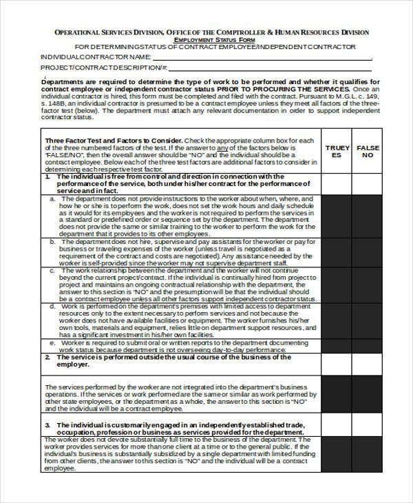 free-9-sample-employment-status-forms-in-pdf-ms-word-excel