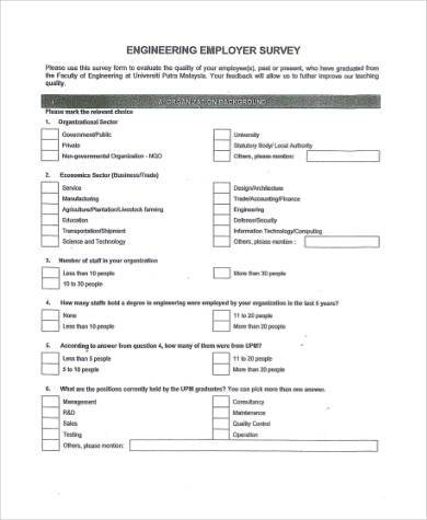 engineering employer survey form