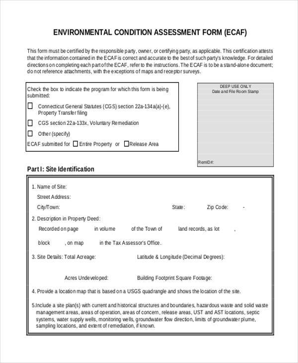 environmental condition assessment form