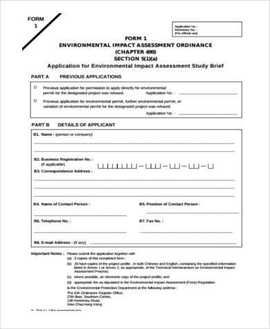 environmental impact assessment form