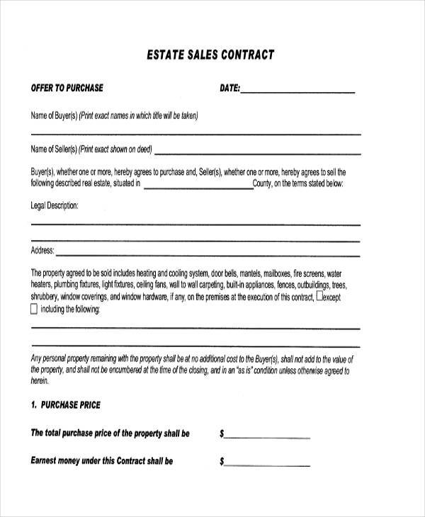 FREE 8 Sample Sale Contract Forms In PDF MS Word