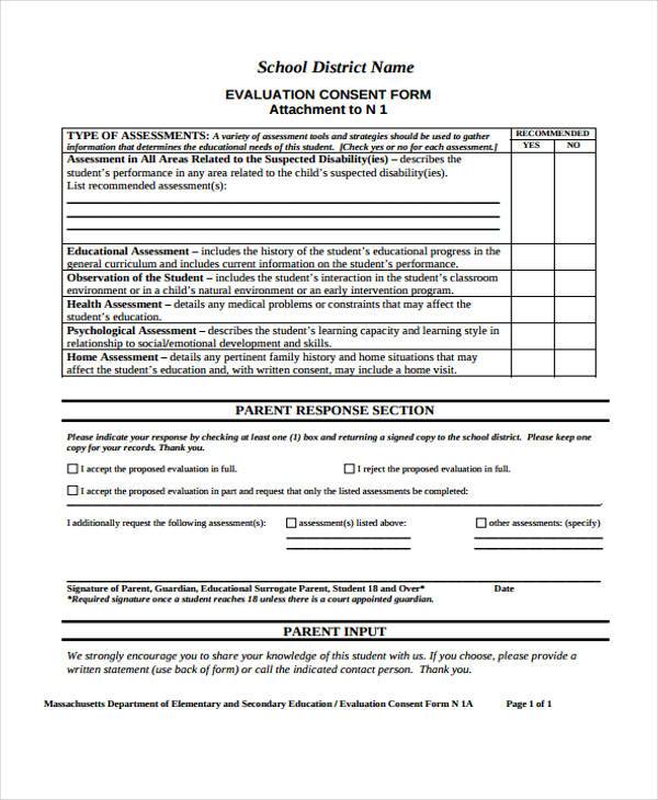 evaluation consent form in pdf