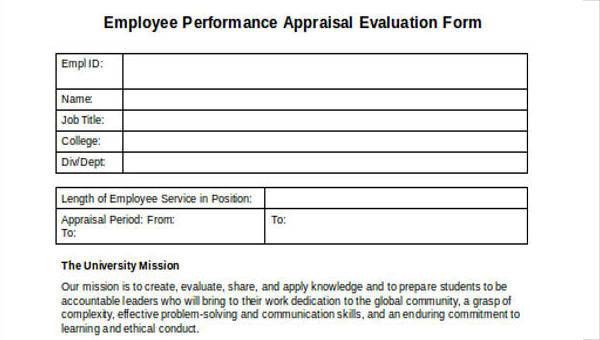evaluation forms in word
