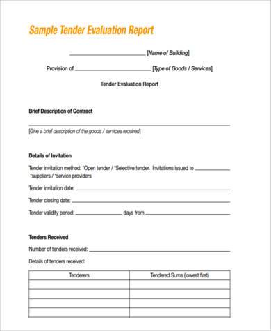 evaluation report form example