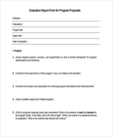 evaluation report form in pdf