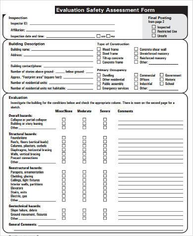 evaluation safety assessment form