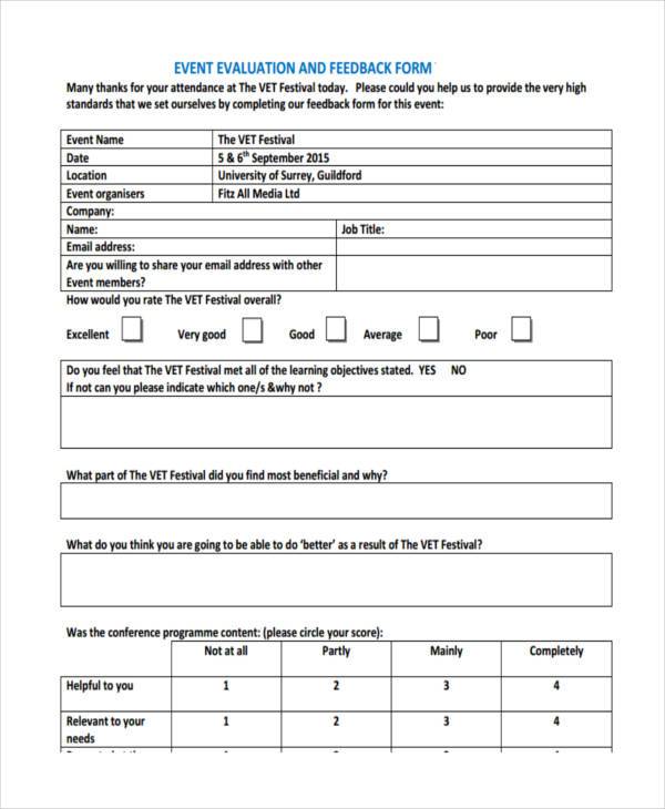 FREE 42 Feedback Forms In PDF MS Word