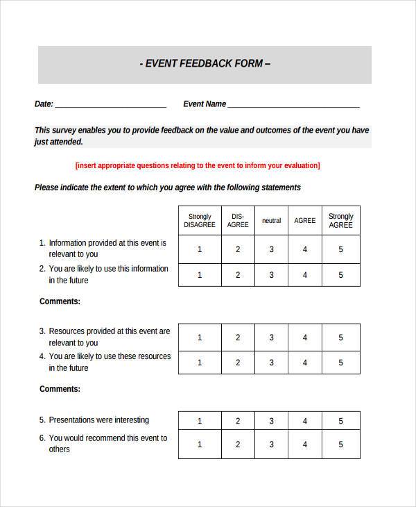 Event Feedback Form Example