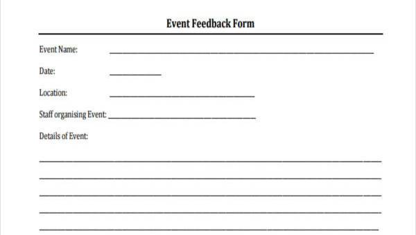 event feedback form samples