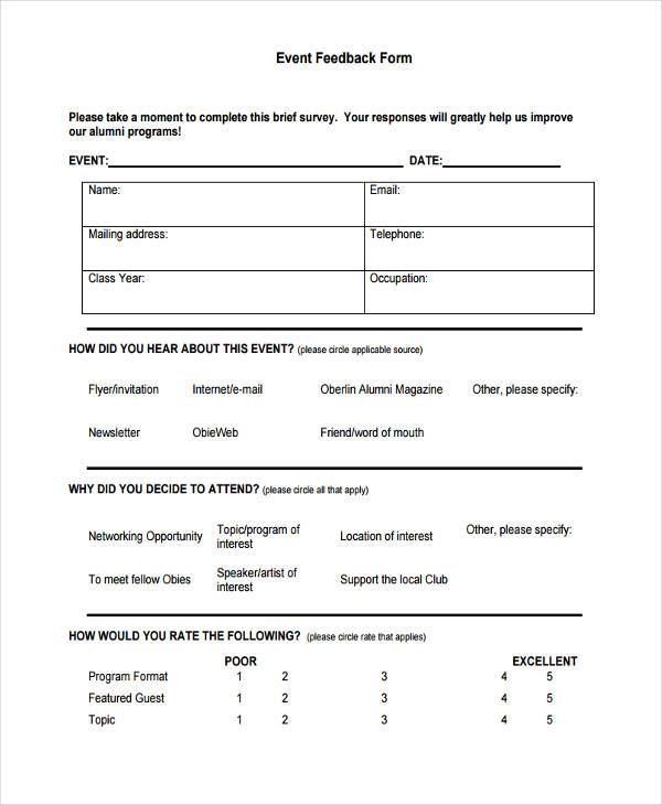 event feedback survey form sample1