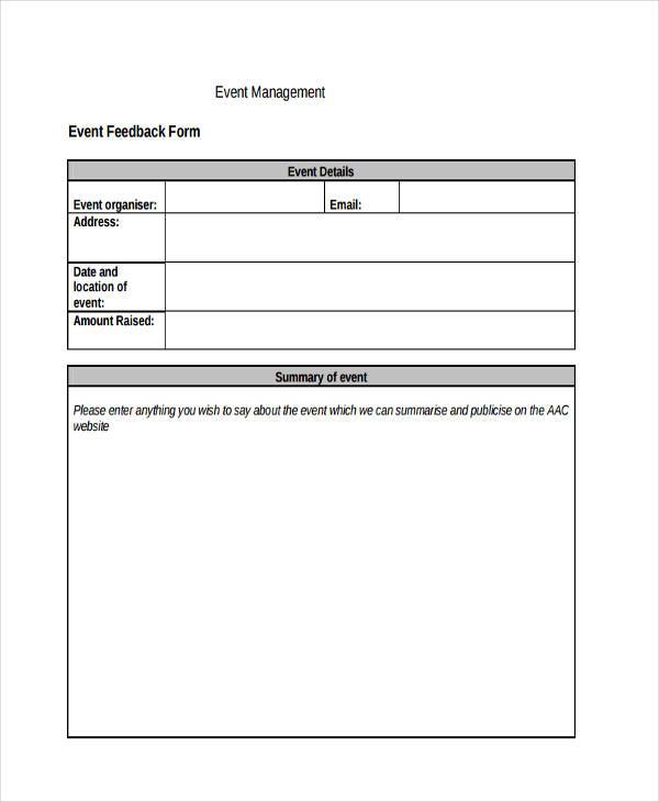 event management feedback form