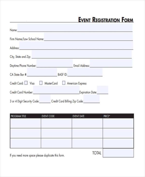 event registration form example