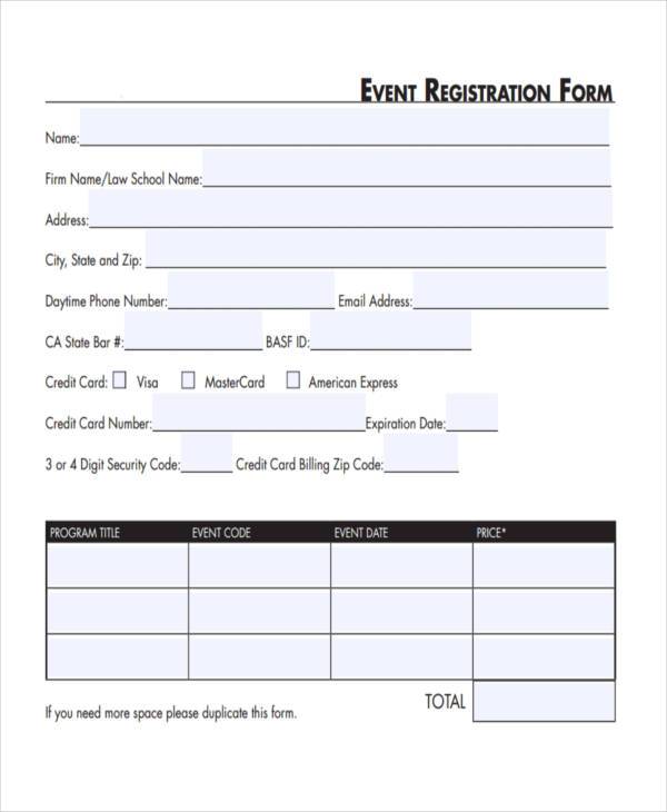 FREE 7 Event Registration Formsn Samples In PDF