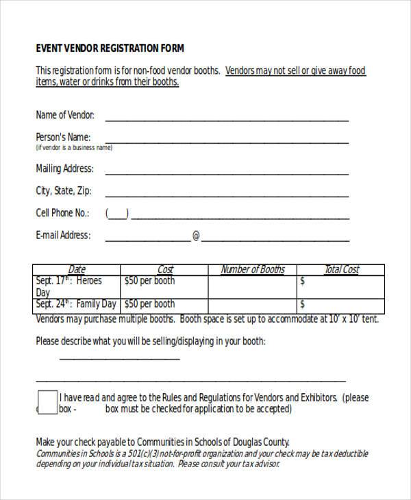 event vendor registration form1