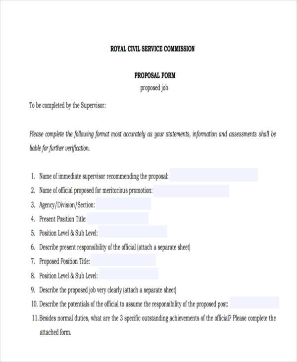 example job proposal form