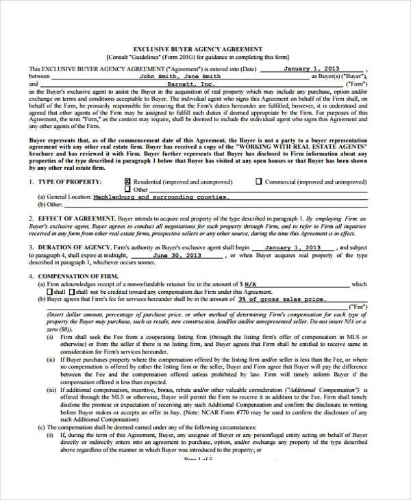 exclusive buyer agency agreement form1