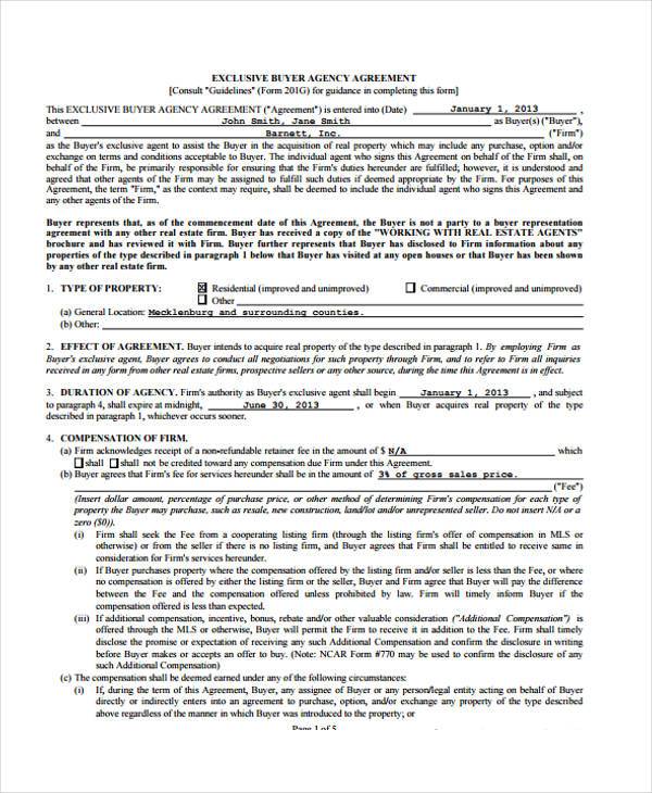 exclusive buyer agency agreement form1