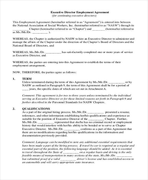 FREE 9+ Employment Agreement Forms in PDF | MS Word