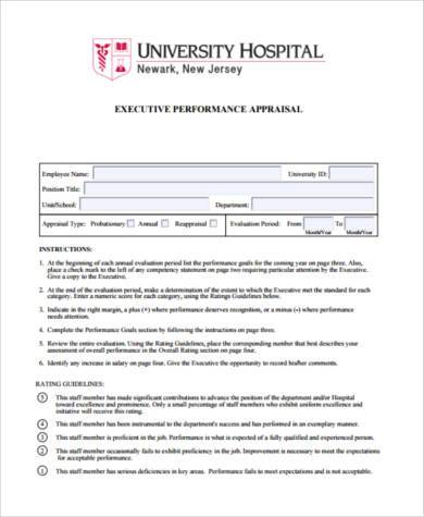 executive performance appraisal form in pdf