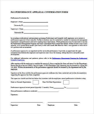 executive performance appraisal form in word format
