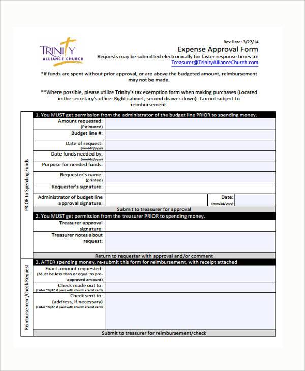 expense approval form example