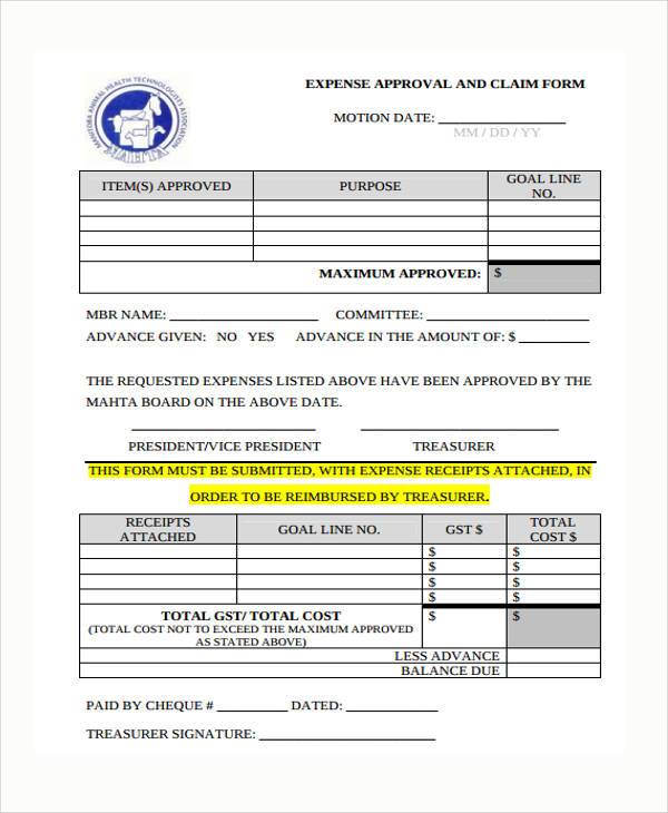 expense approval form in pdf