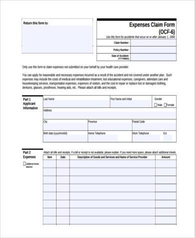expense claim form example