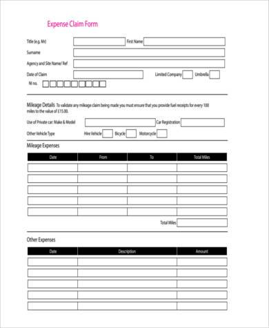 Sample Expense Claim Forms  9+ Free Documents in Word, PDF