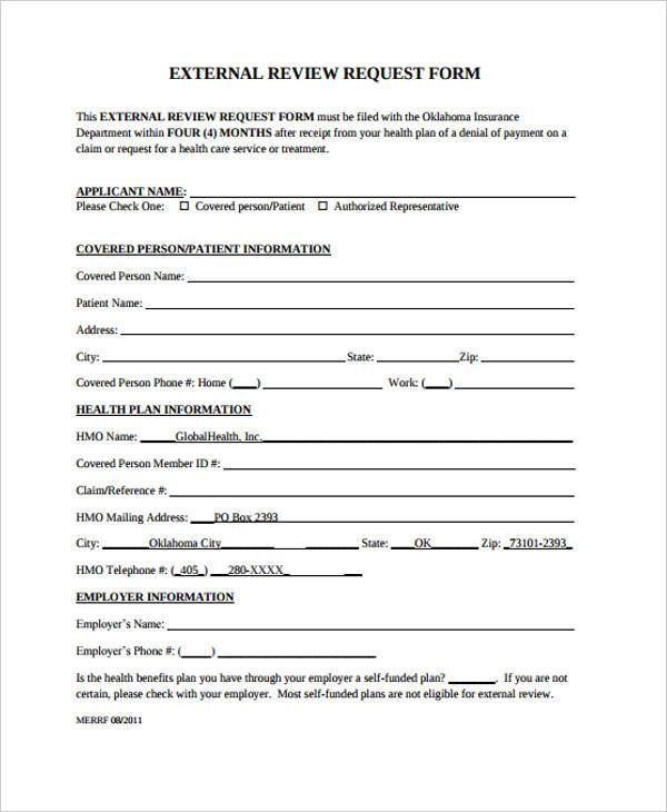 external review request form