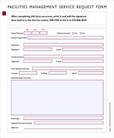 facilities management service request form