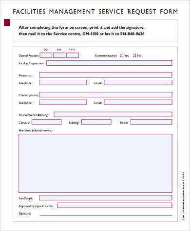 FREE 12+ Service Request Form Samples, PDF, MS Word, Google Docs