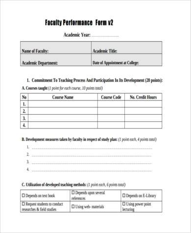 faculty appraisal form in pdf