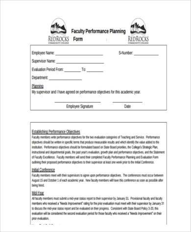 faculty appraisal and planning form