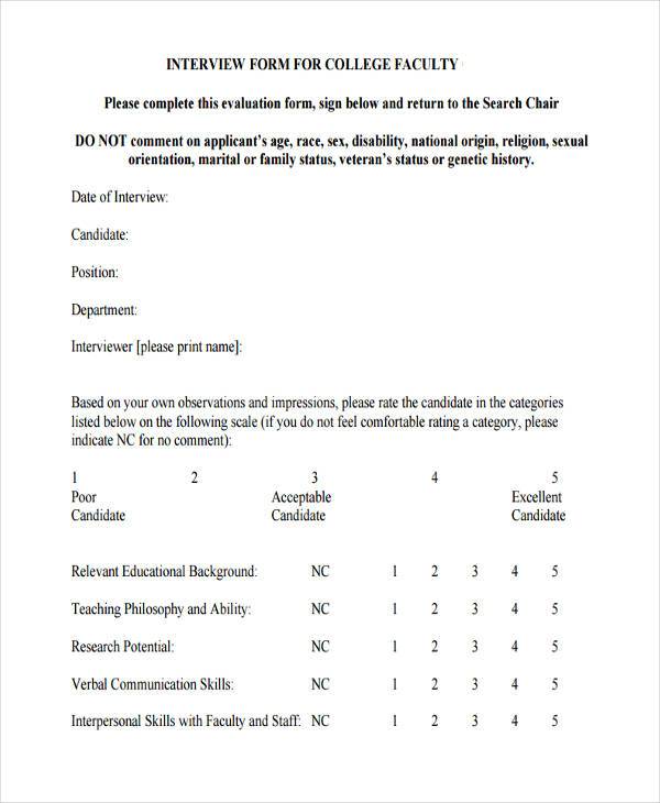 faculty interview feedback form1