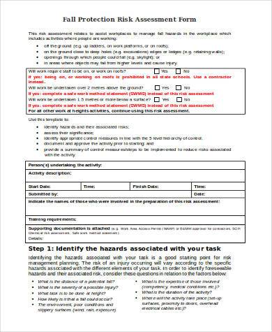 fall protection risk assessment form