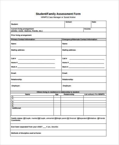 FREE 7+ Sample Family Assessment Forms in PDF | MS Word