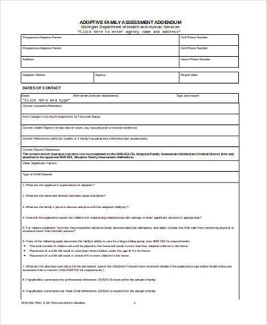 FREE 7+ Sample Family Assessment Forms in PDF | MS Word