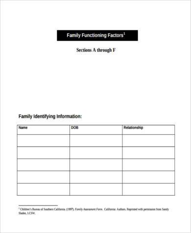 family health assessment form