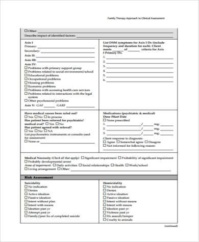 family therapy assessment form
